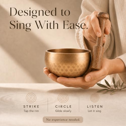 Detalle 2 de Ohm Store Handcrafted Tibetan Singing Bowl Set (3.5”) for Meditation, Sound Healing & Yoga