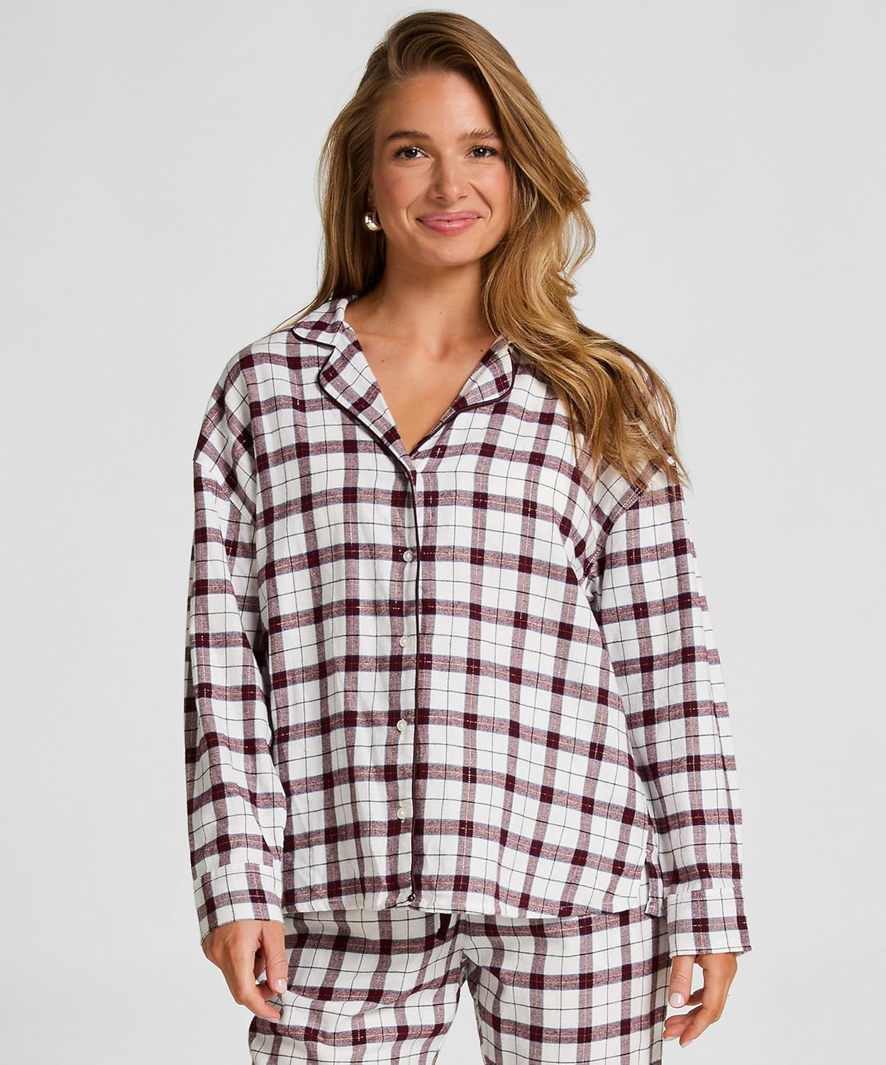 Detalle 2 de Hunkemöller Pyjamatop aus Flanell Gardenia – Größe S