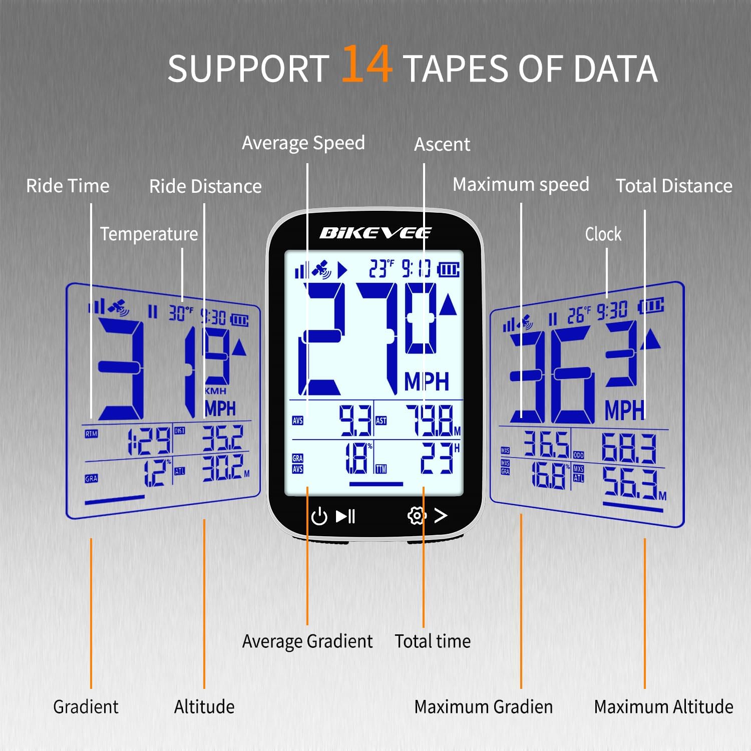 Thumbnail 1 de Bikevee GPS Bike Computer with 2.4 Inch Wireless Speedometer (IPX7, Auto Start/Stop)
