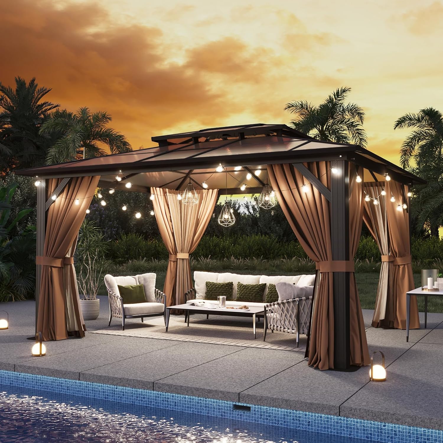Detalle de Aoxun Hardtop Gazebo 12'x10
