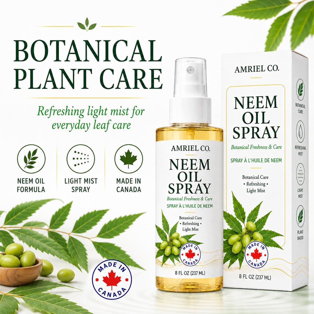 Detalle 2 de Amriel Co Neem Oil Spray, 8 fl oz (237ml), Cold-Pressed and Multipurpose