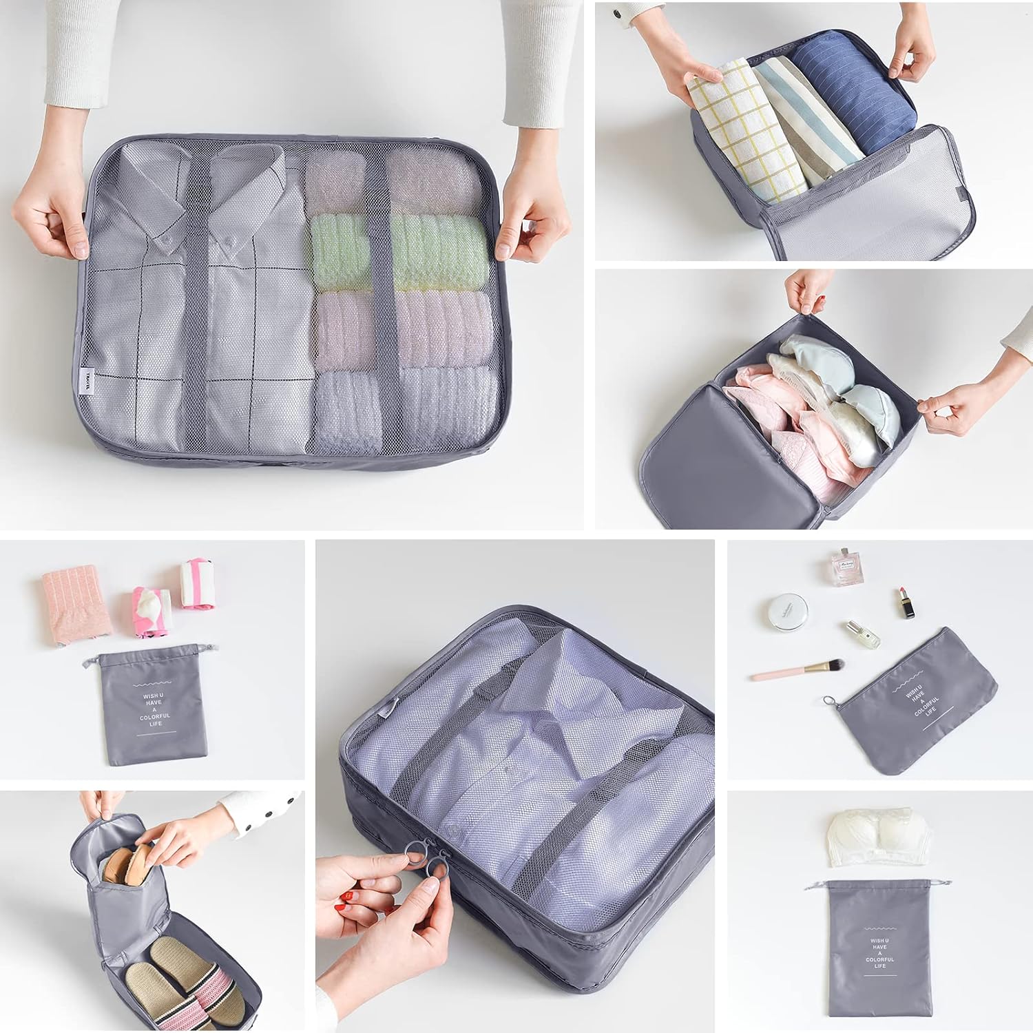 Detalle 2 de Koffer Organizer Set 8-teilig in Grau