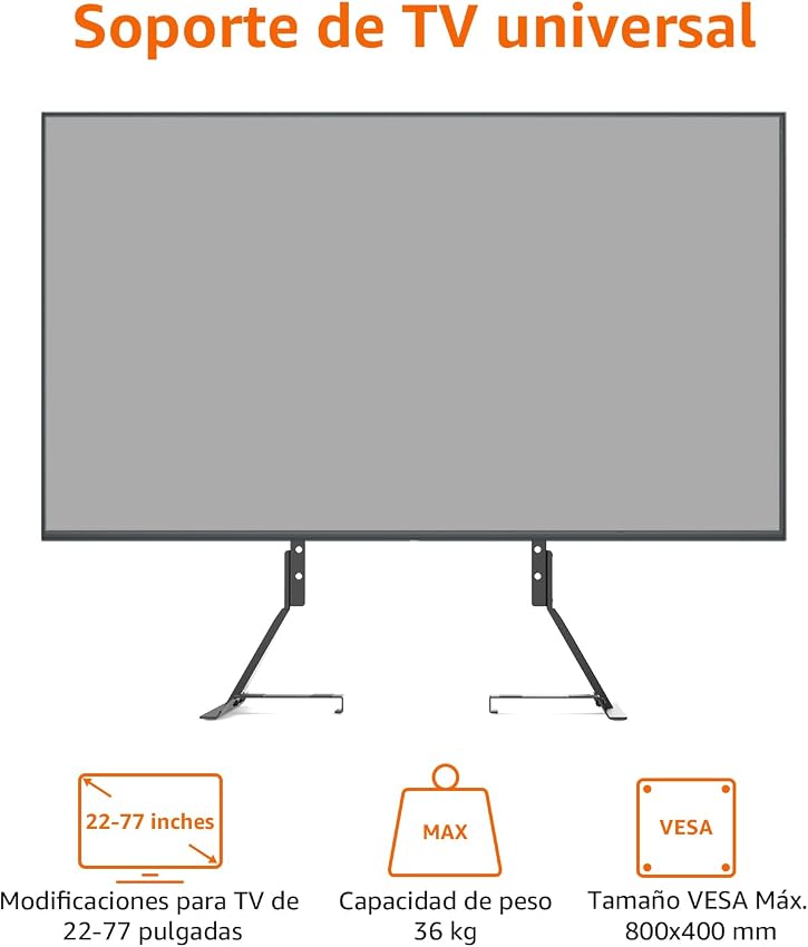 Detalle 2 de Amazon Basics - Soporte TV ajustable 22-77" con soporte de sonido 🖥