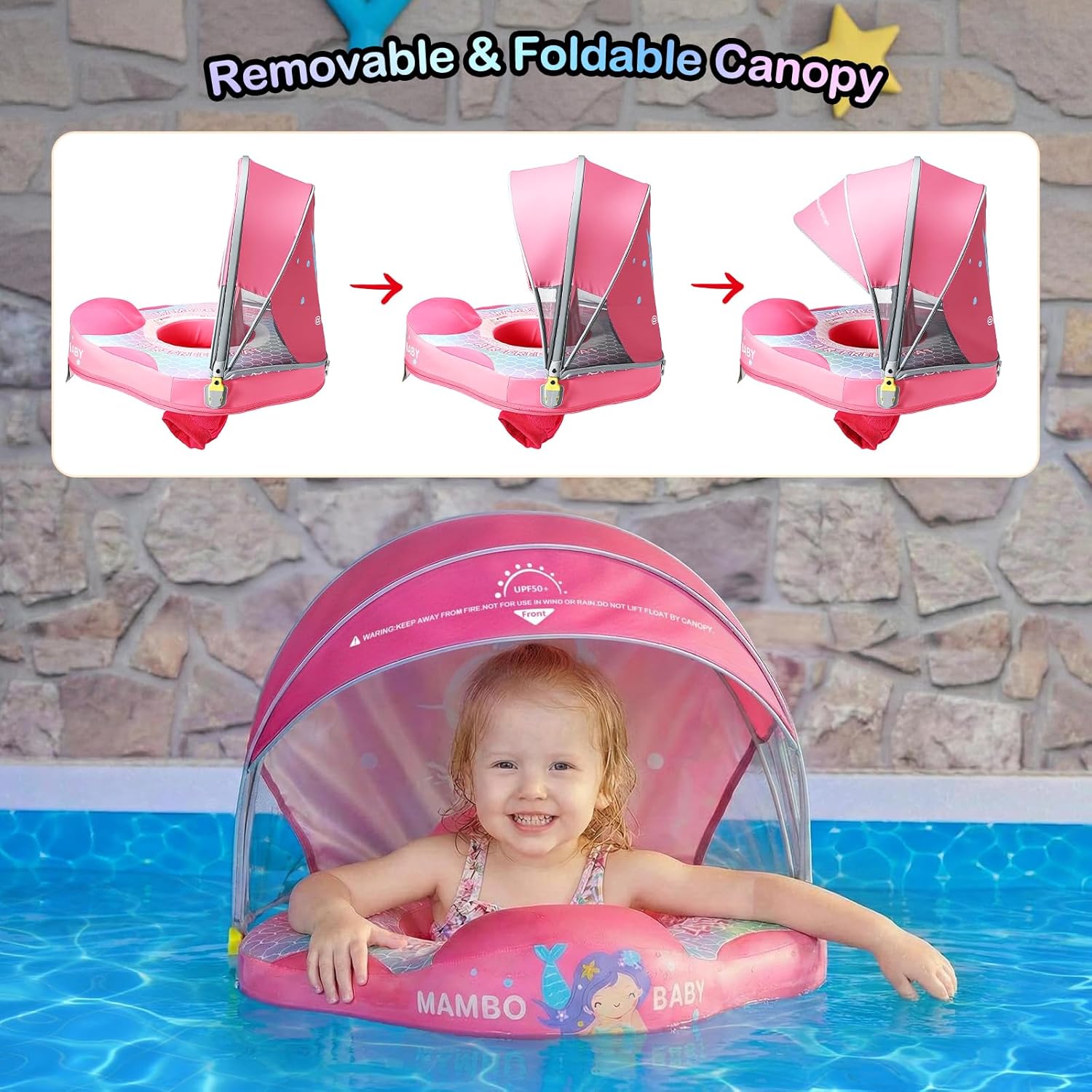 Thumbnail 5 de Mambobaby Baby Pool Float with Canopy: Non-Inflatable Pearl Foam Float for 3–24 Months