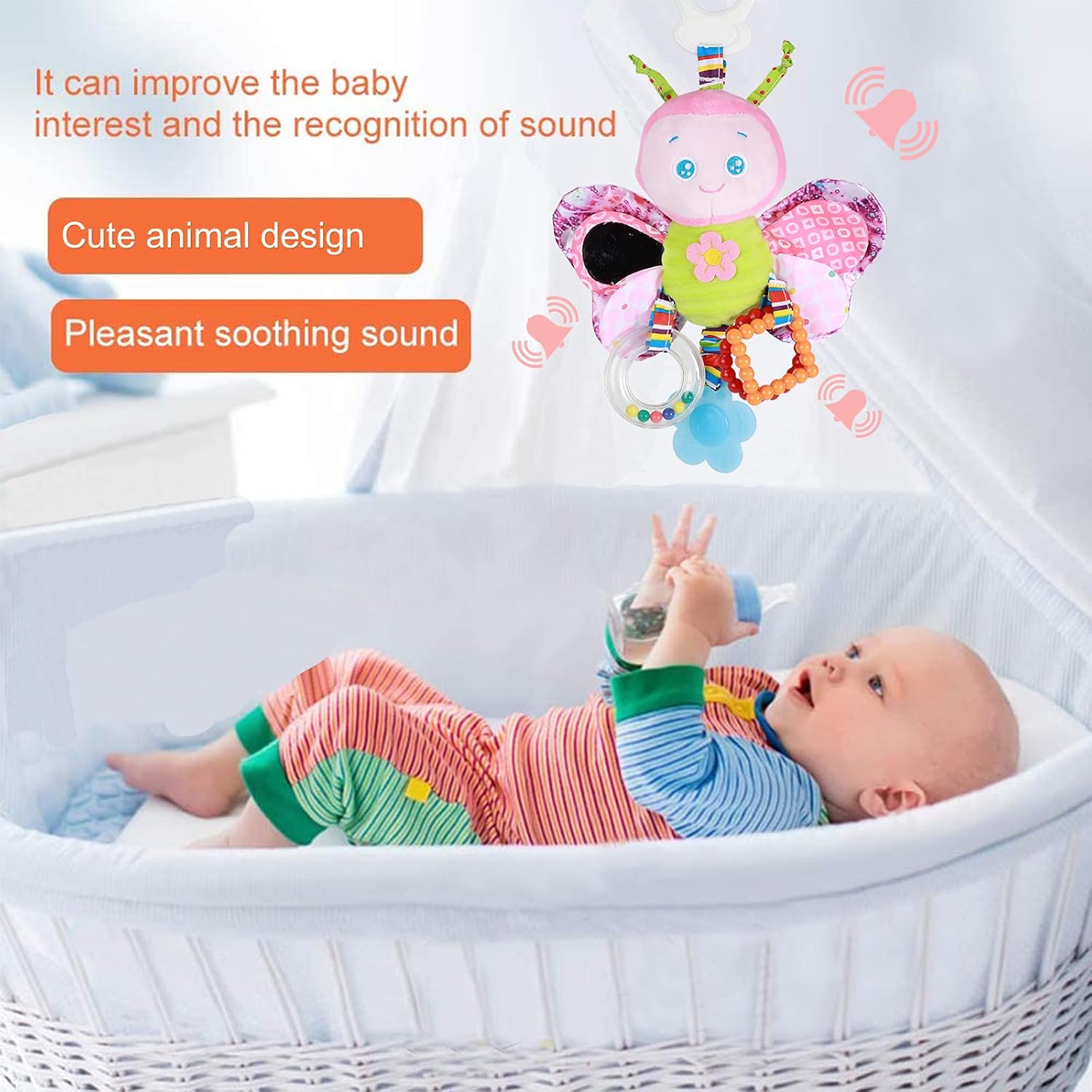 Thumbnail 2 de Funsland Pram Toys for Babies clip-on rattle 0-6 months