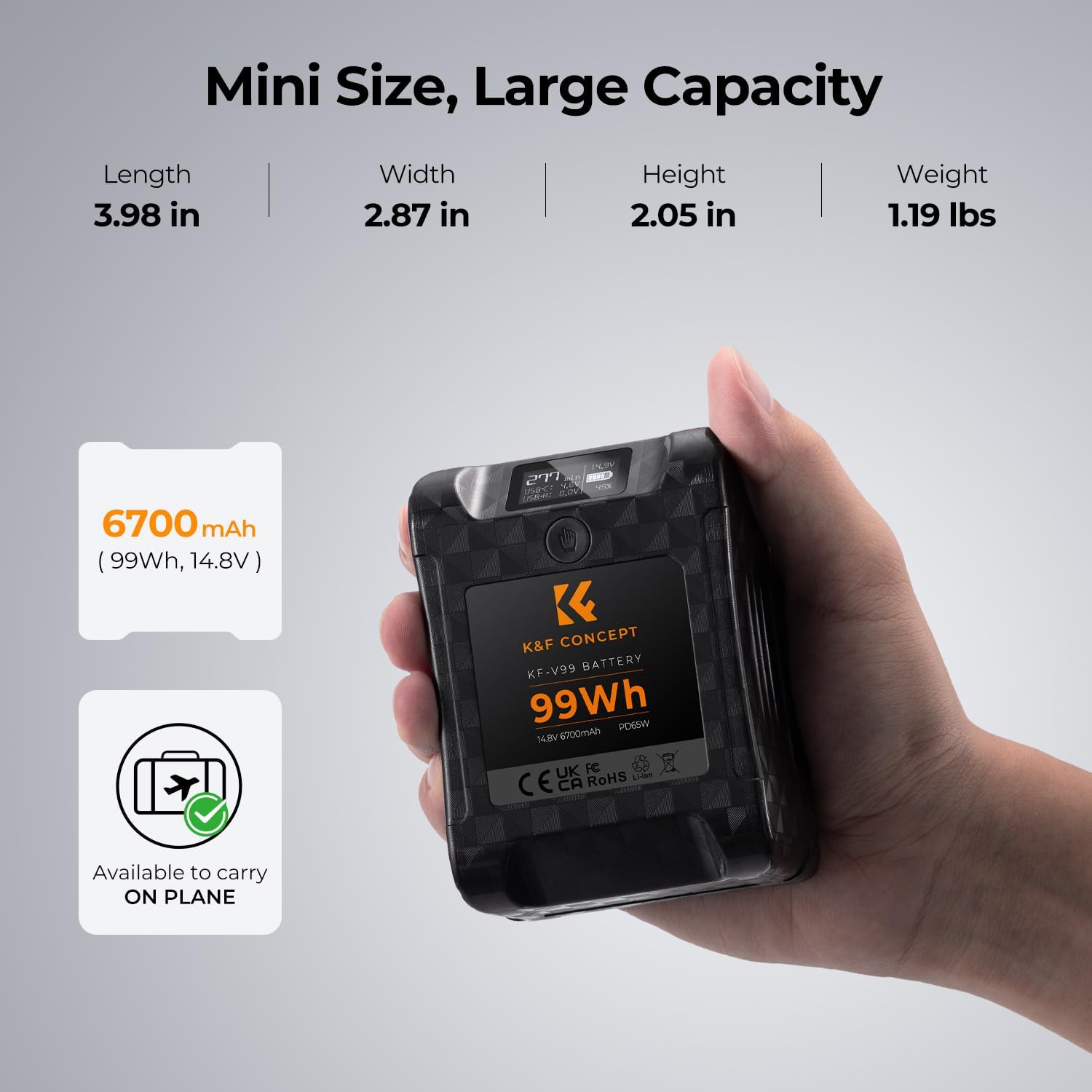 Thumbnail 5 de K&F CONCEPT V Mount Battery 99Wh (6700mAh): Compact, Versatile Power for Cameras and Accessories