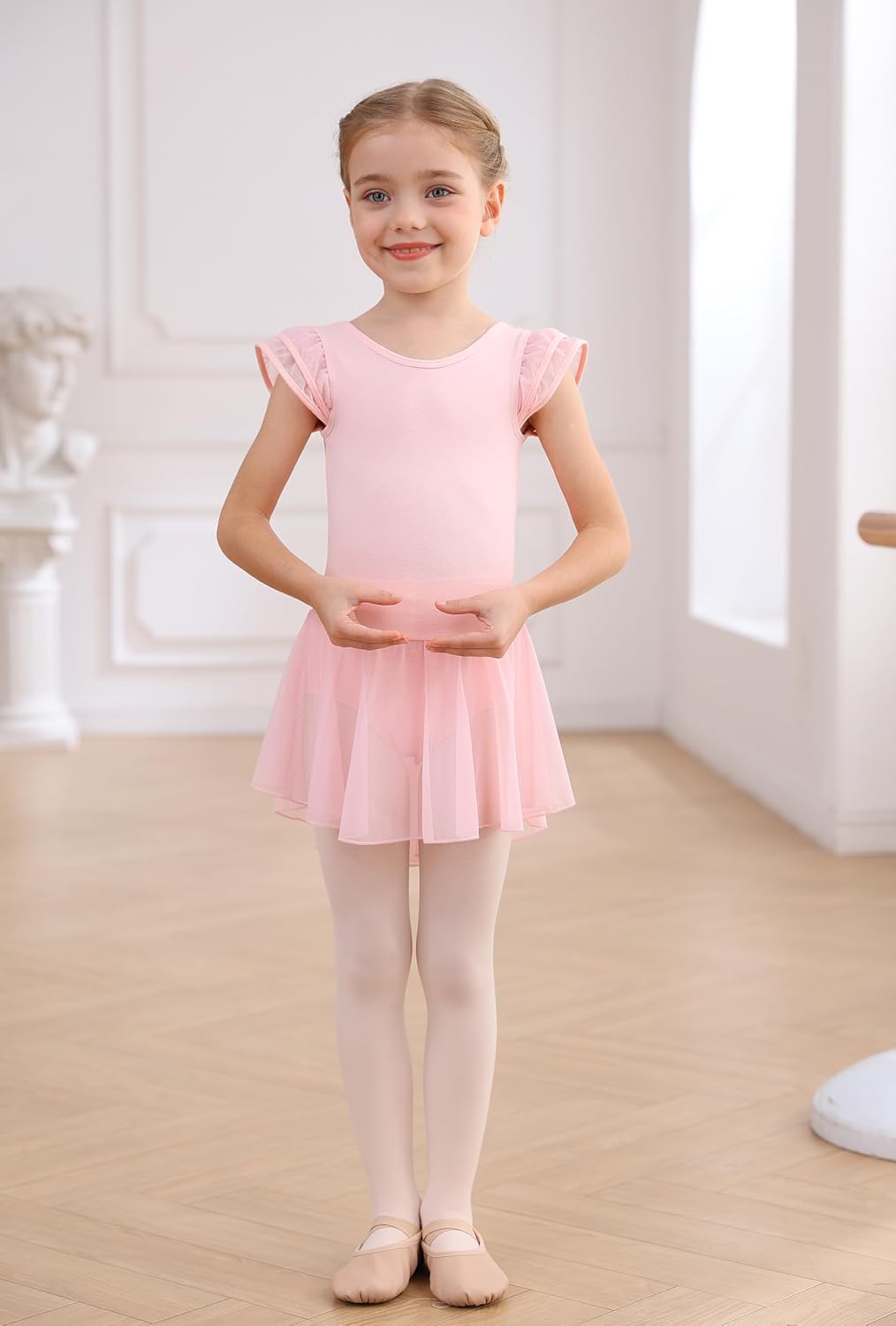 Detalle 2 de MdnMd Girls' Ballet Leotard Dress, Cotton Blend