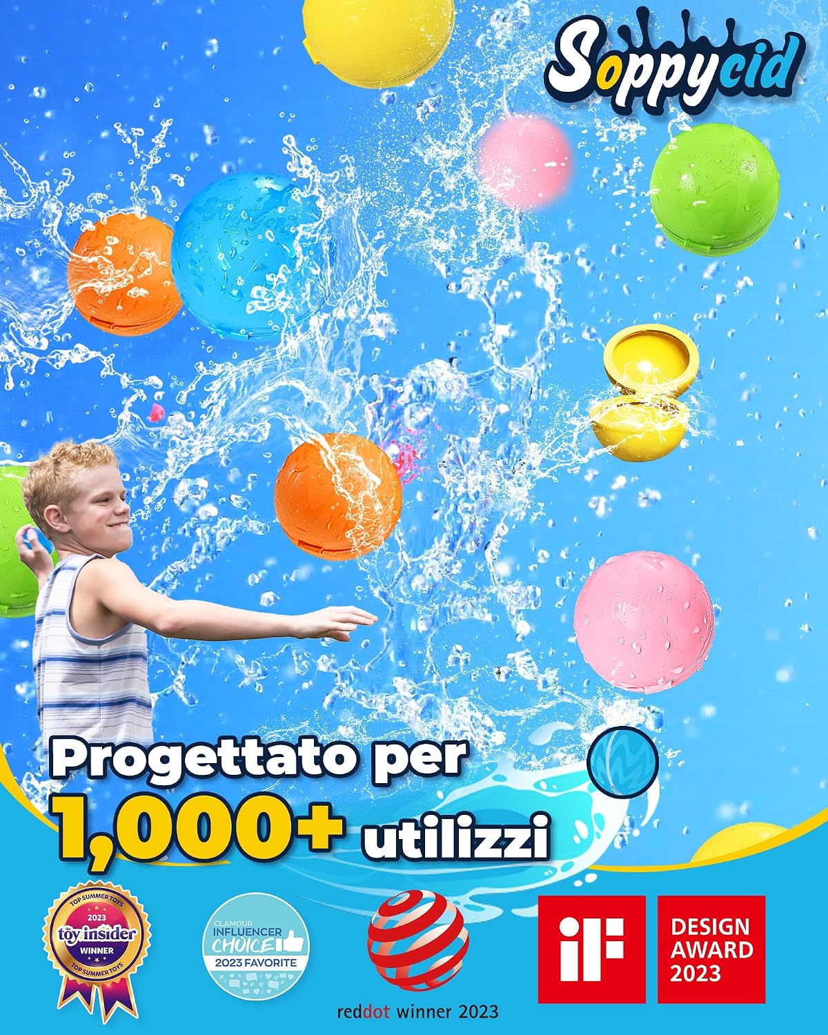 Detalle de Palloncini d'acqua riutilizzabili con aspirazione magnetica, 4 pezzi – riempimento rapido e autosigillante