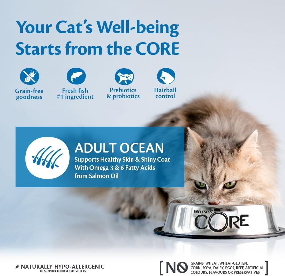 Detalle de Wellness CORE Ocean Ocean 4 kg: Salmon & Tuna Dry Cat Food for Adults