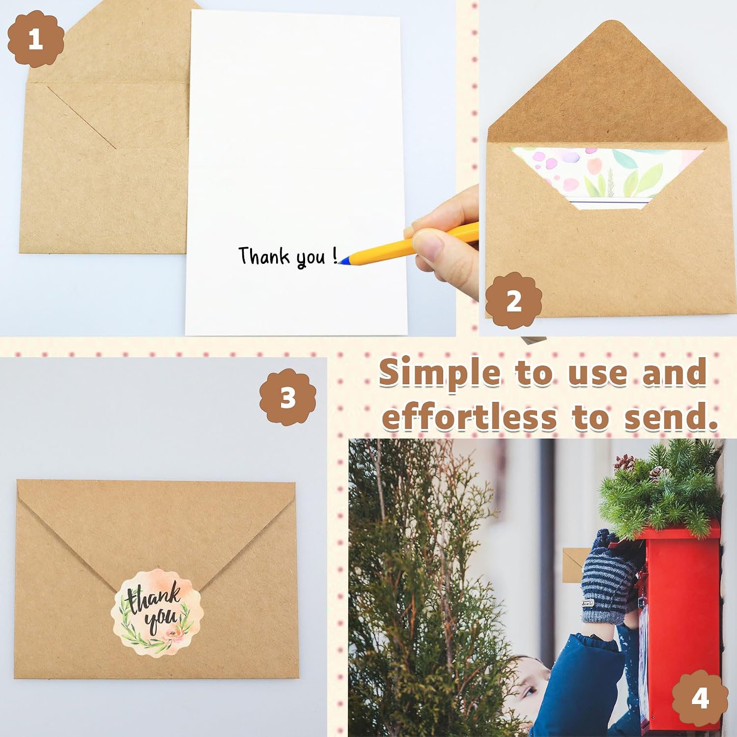 Detalle de Hseonmauyi 24-Pack Thank You Cards, 8 Designs, Envelopes and 36 Stickers