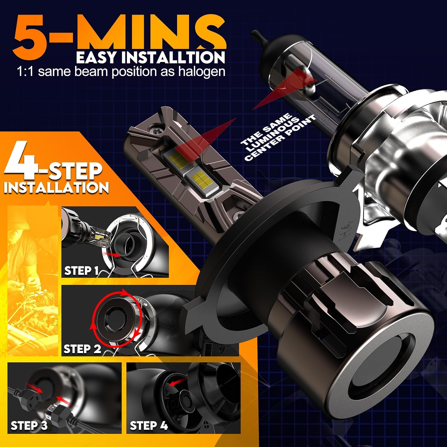 Detalle 2 de WAIXINGREN H4 26000LM LED Headlight Bulbs