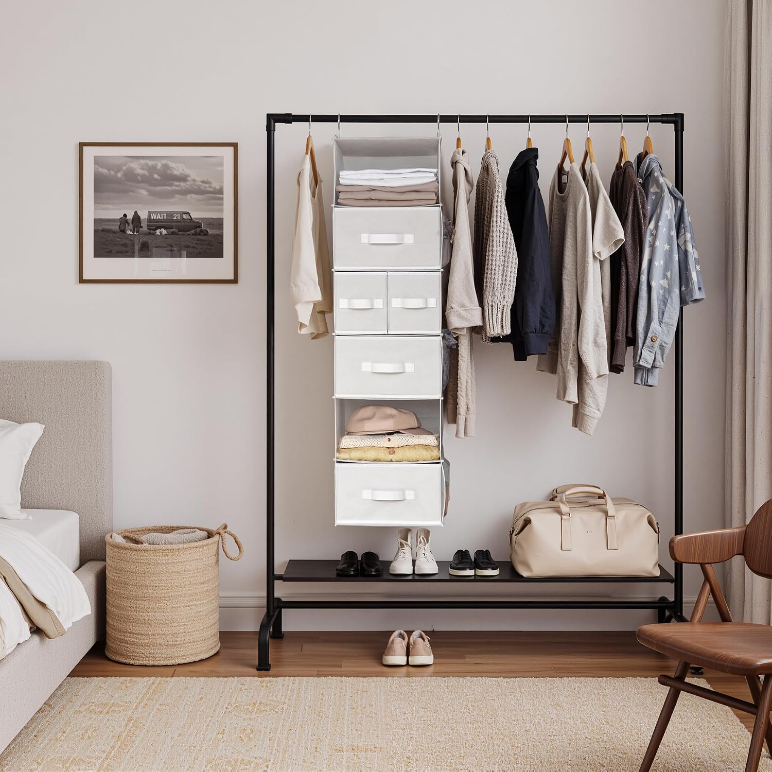 Detalle 2 de GRANNY SAYS GS4006 Hanging Closet Organizer, 6 Shelves, 5 Drawers, White