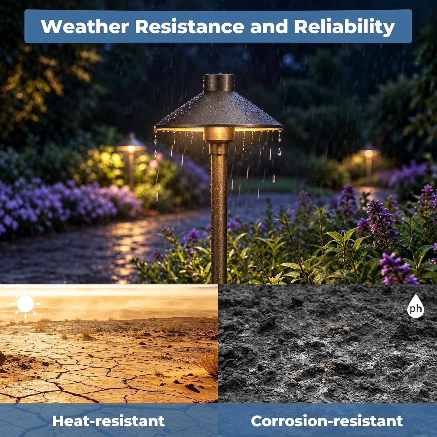 Detalle 2 de Gardencoin 12V Solid Brass Pathway Lights, 21.9-Inch Tall, 4-Pack