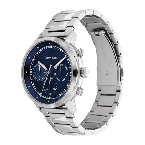 Detalle 2 de Calvin Klein Reloj Analógico de Cuarzo Multifunción para Hombre, Colección Gauge, esfera azul y pulsera de acero inoxidable