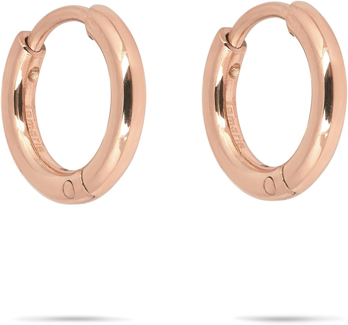 Detalle de Tamaris Damen Ohrring – Creolen mit Zirkoniastein- und Blütenanhänger aus Edelstahl, IP Roségold poliert