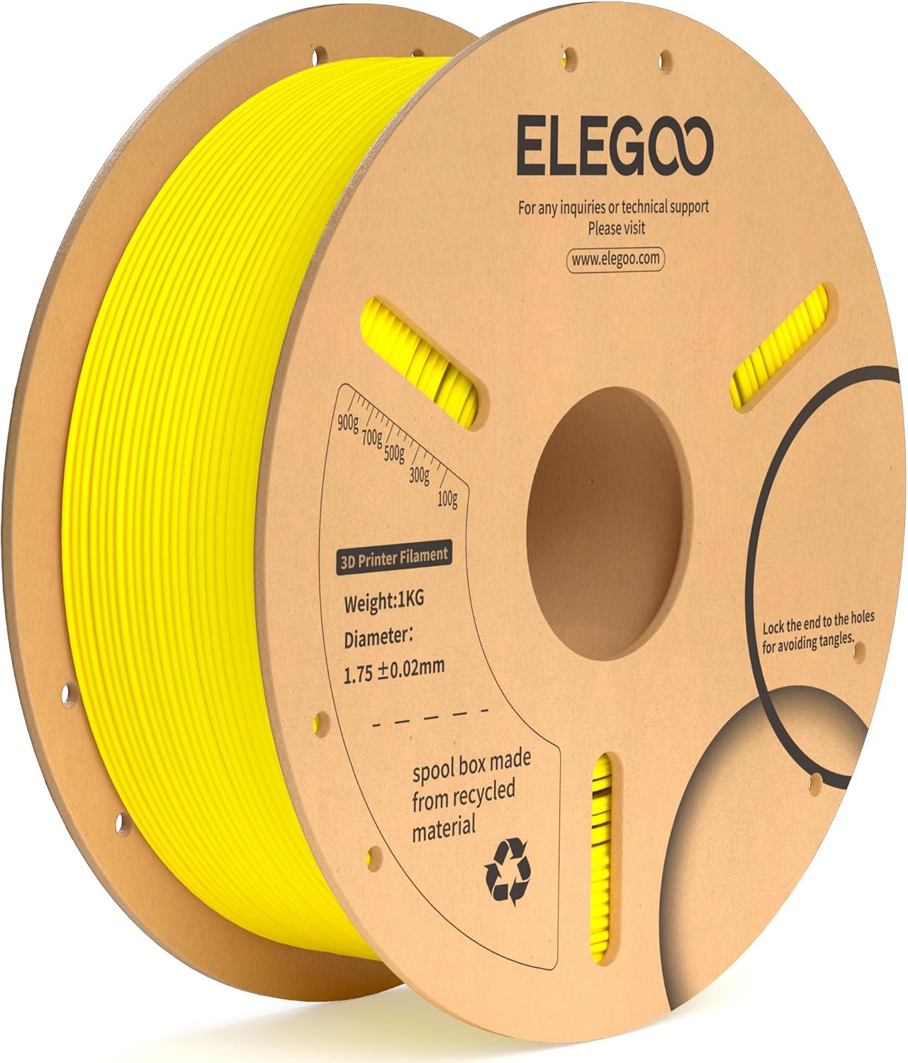 Detalle de ELEGOO PLA+ 1.75 mm Yellow 3D Printer Filament, 1 kg