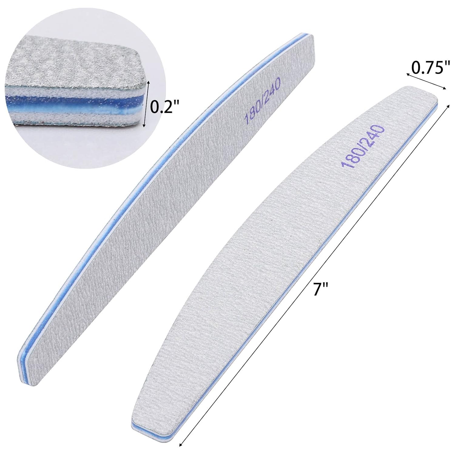 Detalle de BTYMS 202303012 Nail Files, 25-Pack, Double-Sided 180/240 Grit