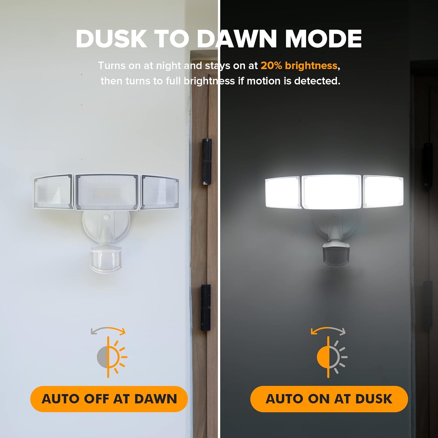 Detalle de LUTEC 76328010xx 3-Head LED Security Light, 72W, 5000K, IP65