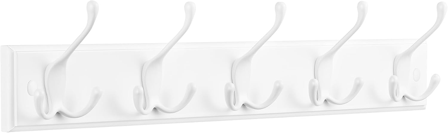 Detalle de SONGMICS Appendiabiti da Parete LHR30WT bianco nuvola, con 4 ganci tripli in metallo