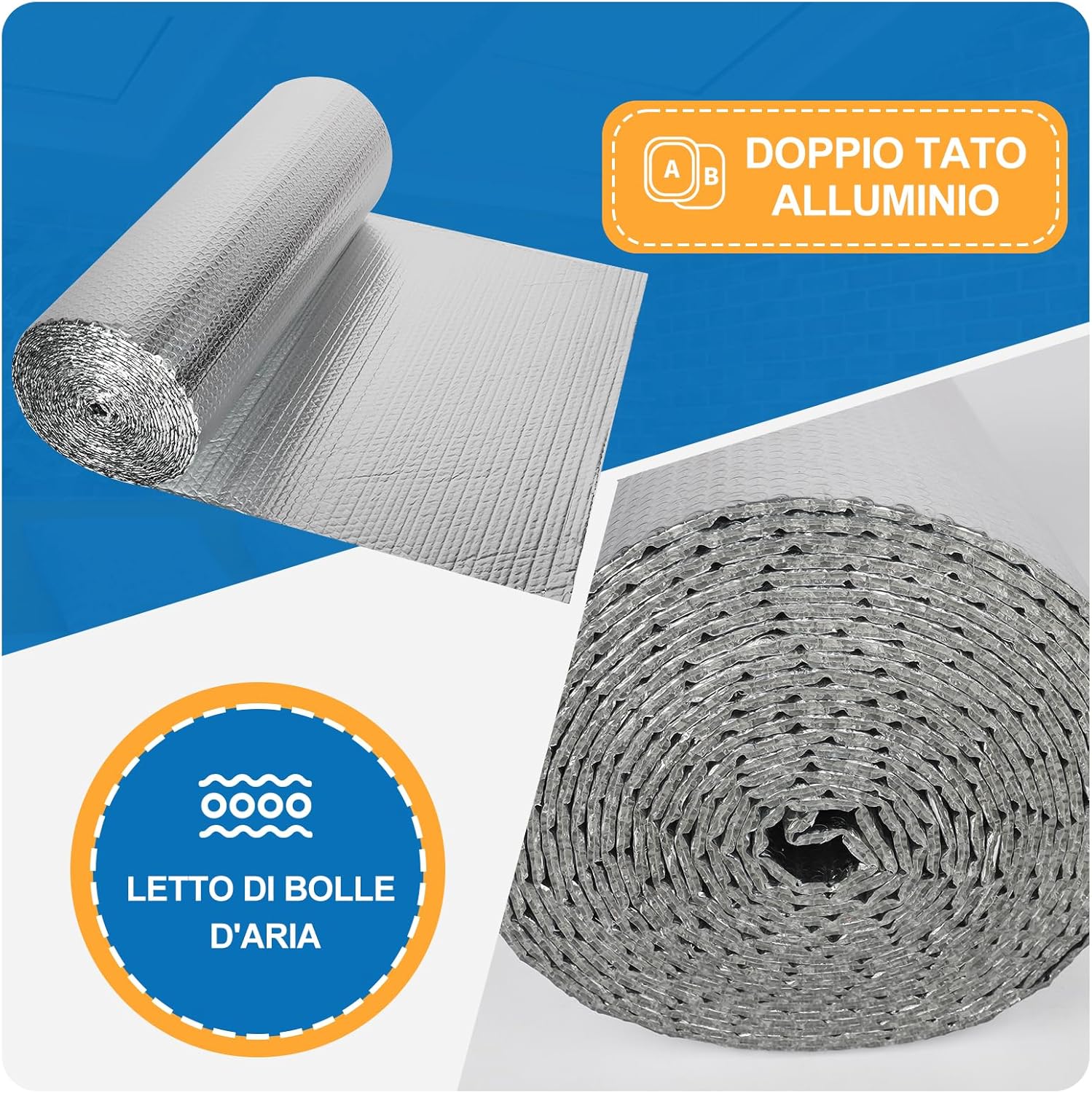 Detalle de Dripex Isolante Termico riflettente 1 m x 10 m: pannelli isolanti per interni bifacciali