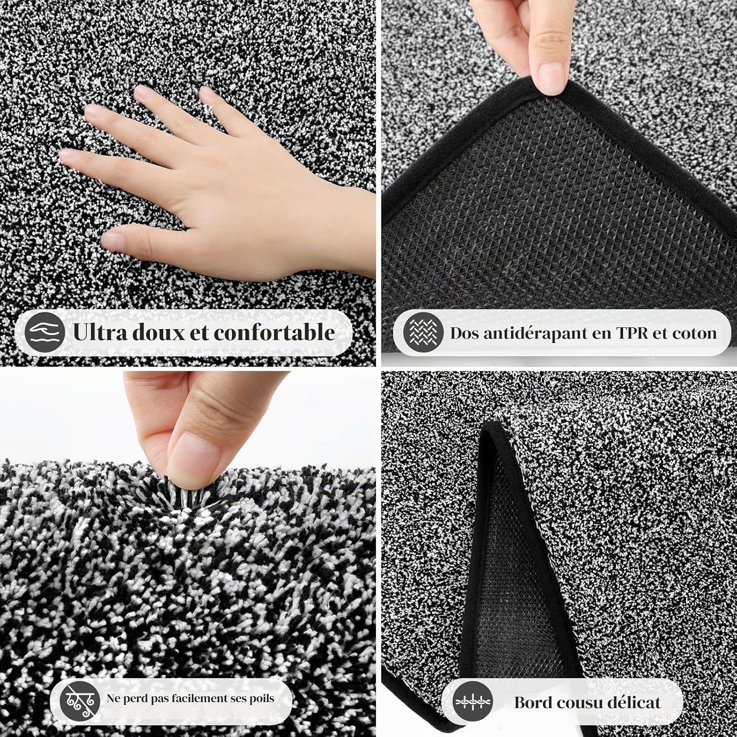 Detalle 1 de Enyhom MR antislipmat 80 x 200 cm, wasbaar, zwart-wit
