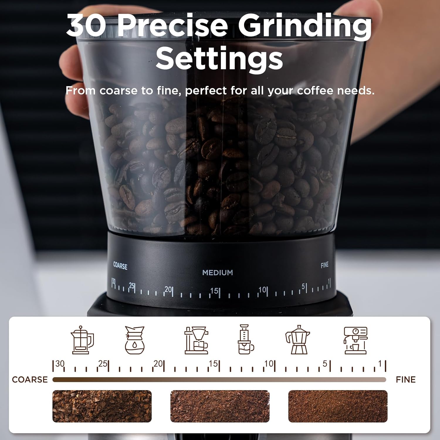 Thumbnail 4 de Ollygrin Burr Coffee Grinder 30 Settings