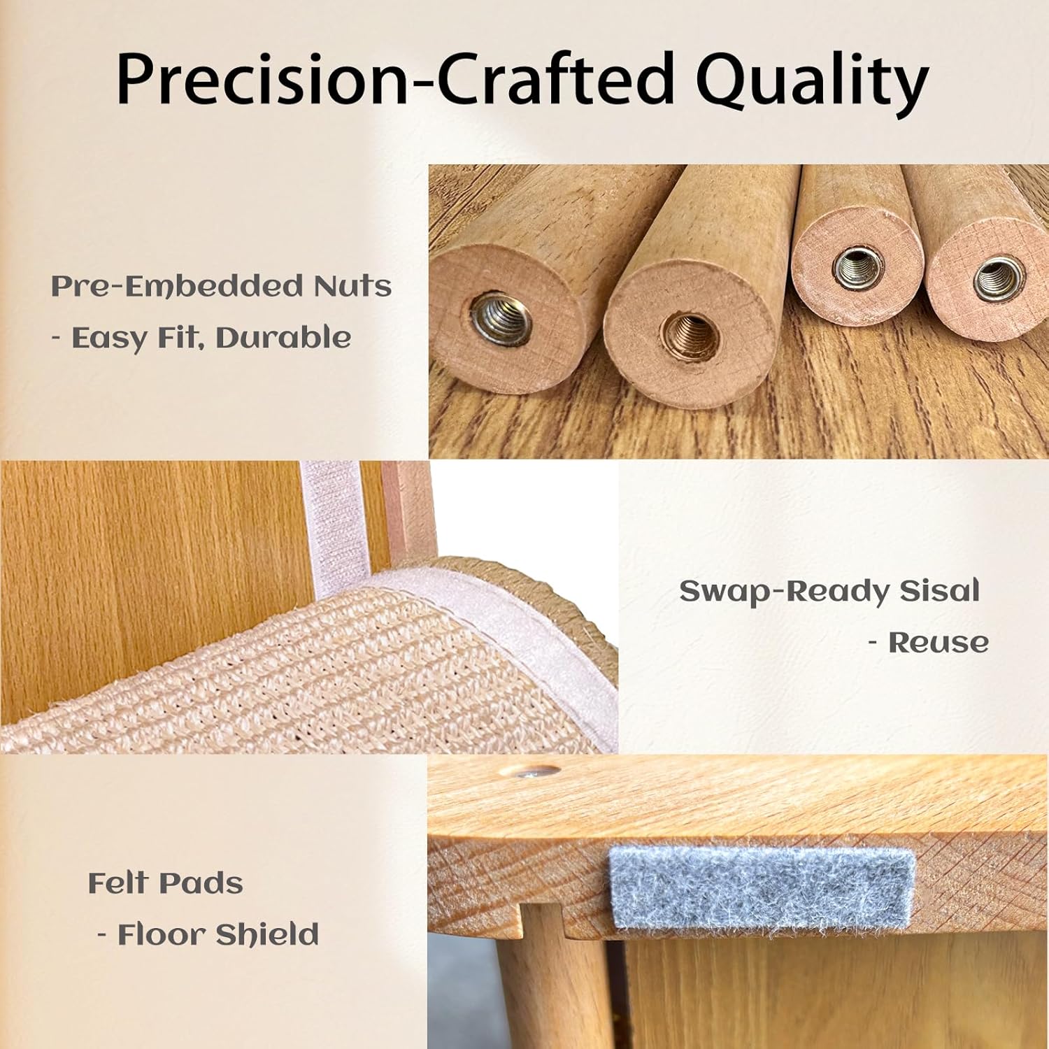 Thumbnail 4 de CheerPals L-Shaped Sisal Cat Scratcher – 105° Ergonomic Design, Solid Beech Wood & Sisal Pad