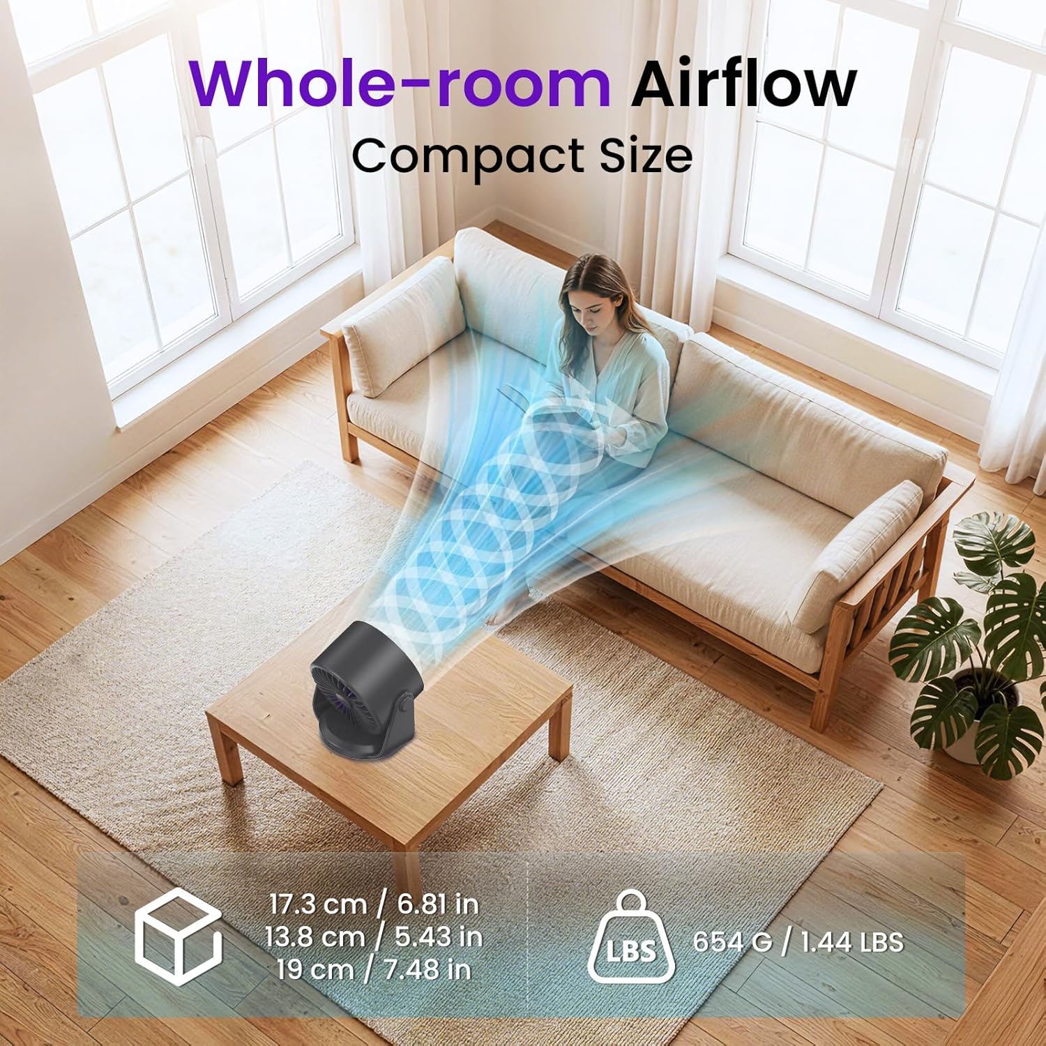 Thumbnail 2 de PALATALA Desk Fan: Ultra Quiet 11-Speed USB Table Fan with 105° Tilt