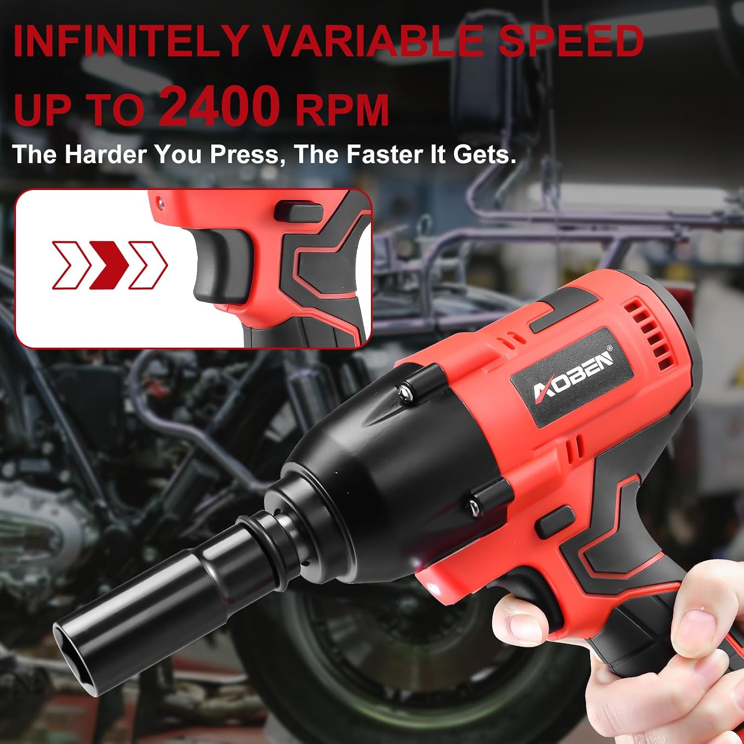 Detalle de AOBEN Cordless Impact Wrench 1/2" 600N·m torque