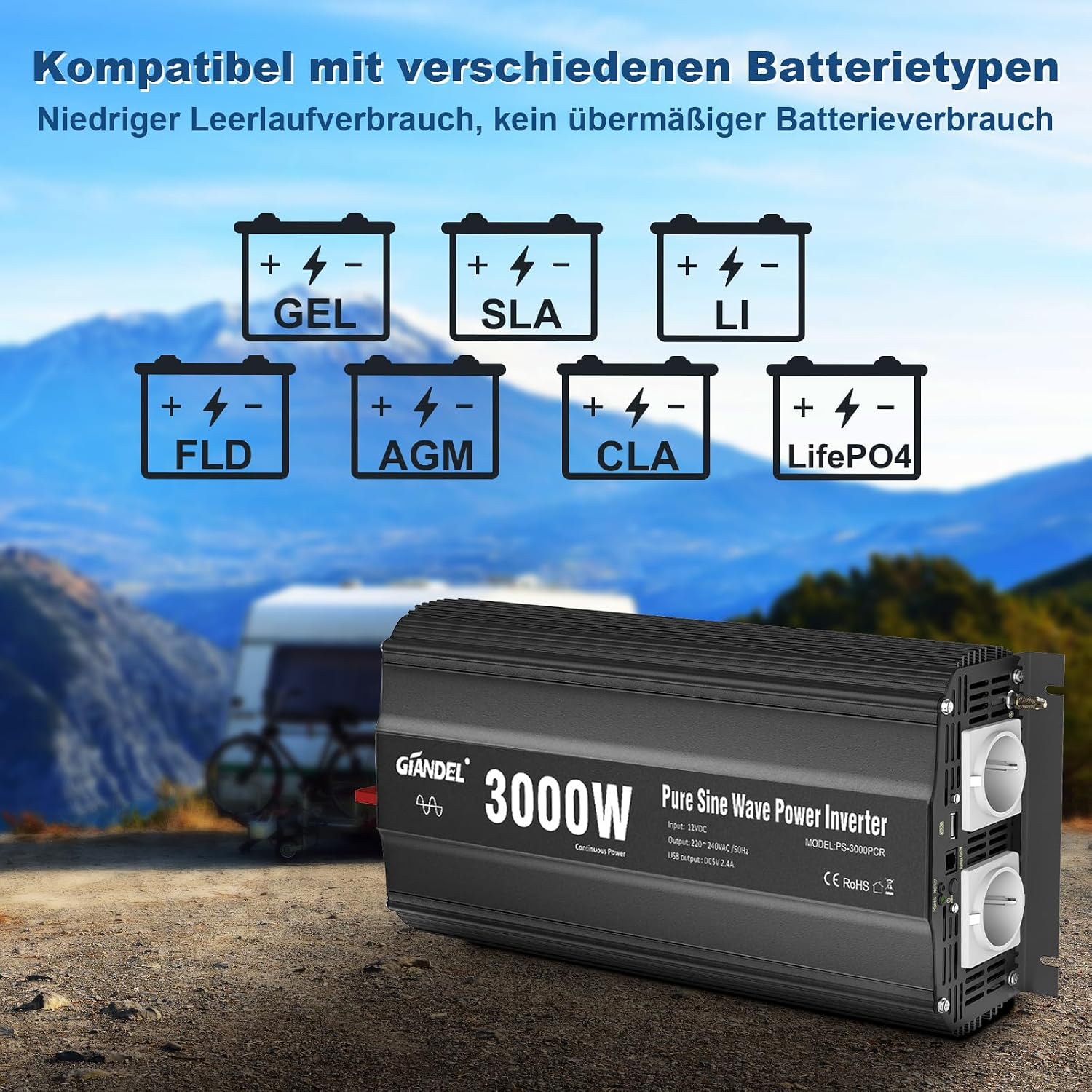 Thumbnail 1 de GIANDEL 3000W Wechselrichter 12V auf 230V 🔌