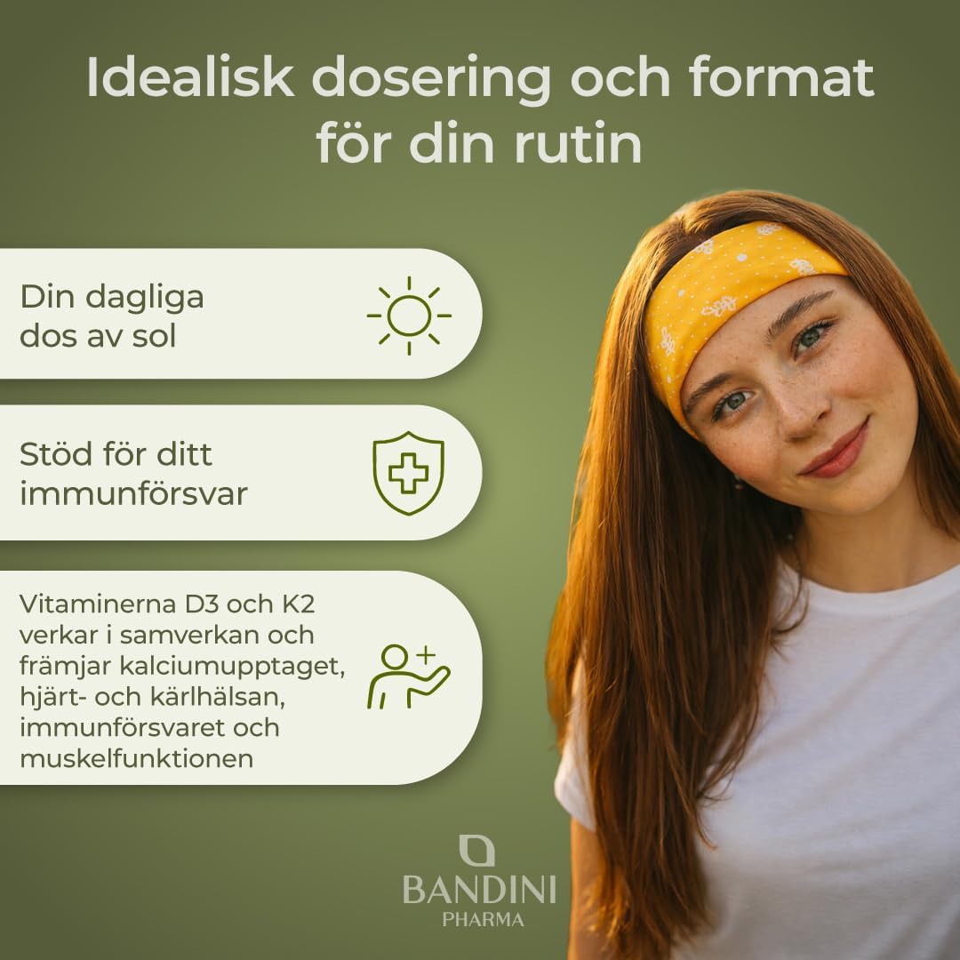 Detalle 2 de BANDINI Vitamin D3 + K2, 365 tabletter med 125 µg D3 och 100 µg K2