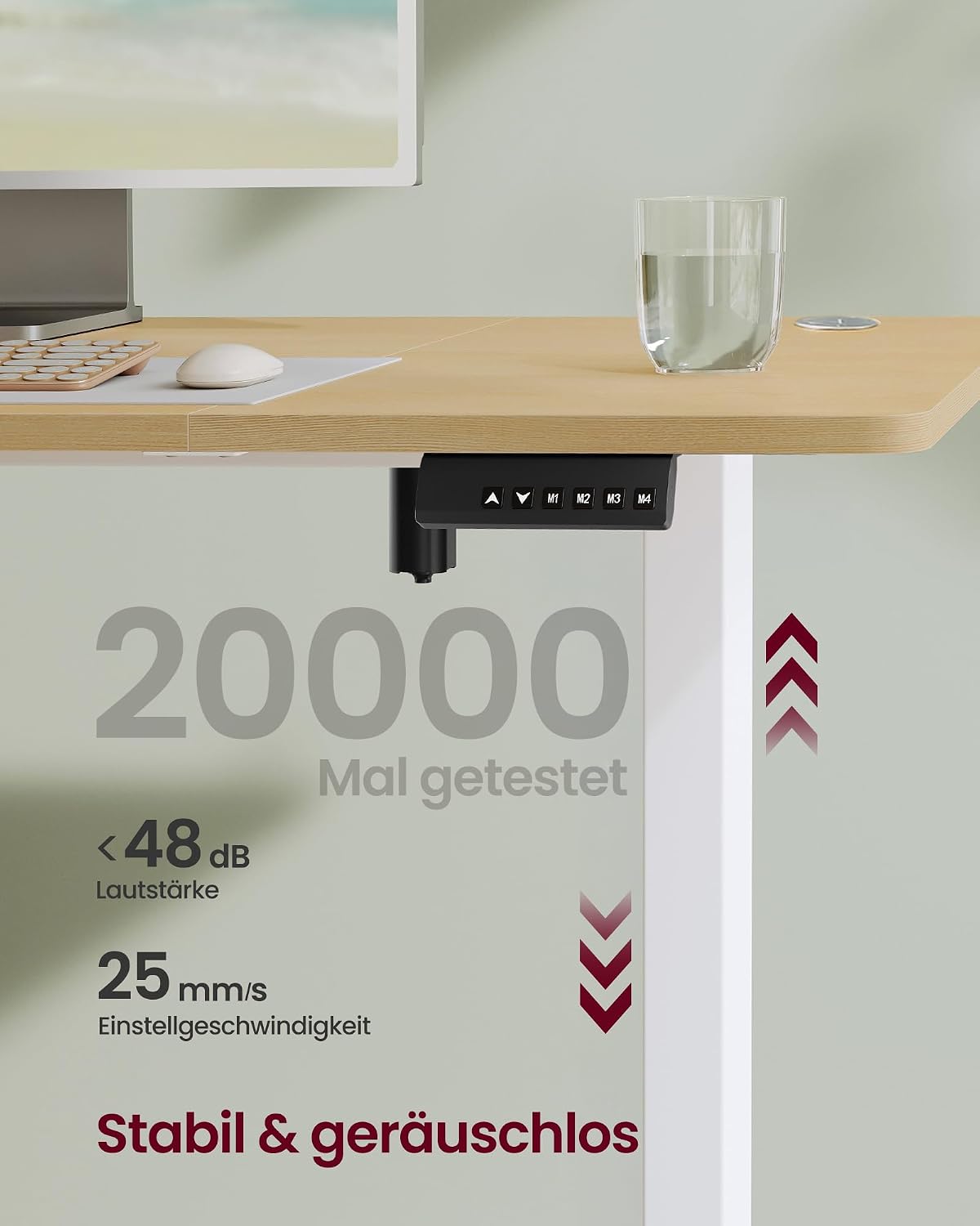 Detalle 2 de SONGMICS Schreibtisch höhenverstellbar 160×70 cm