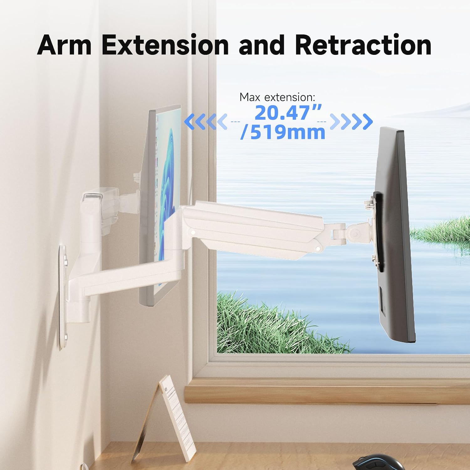 Detalle 2 de Suptek Monitor Wandhalterung 13–32 Zoll, Gasfeder, VESA 75x75/100x100, Weiß