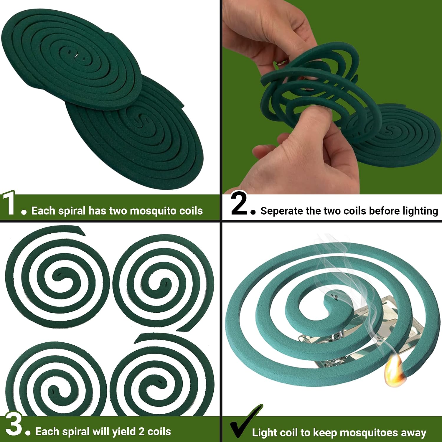 Detalle de W4W Mosquito Repellent Coils — Outdoor Use, 12 Coils & 6 Stands (3 Pack)
