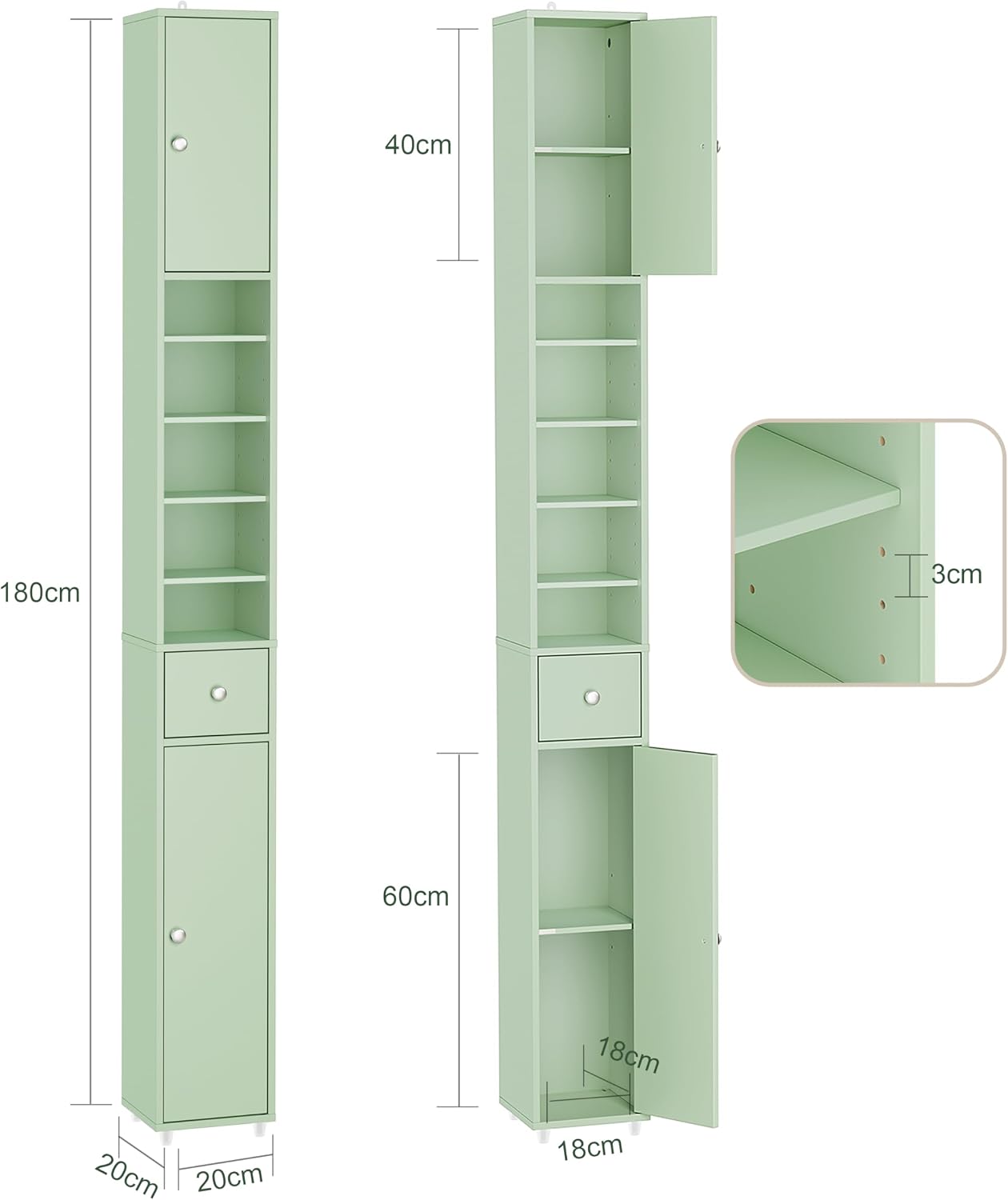 Detalle de SoBuy BZR34-II-GR colonne salle de bain 180 cm