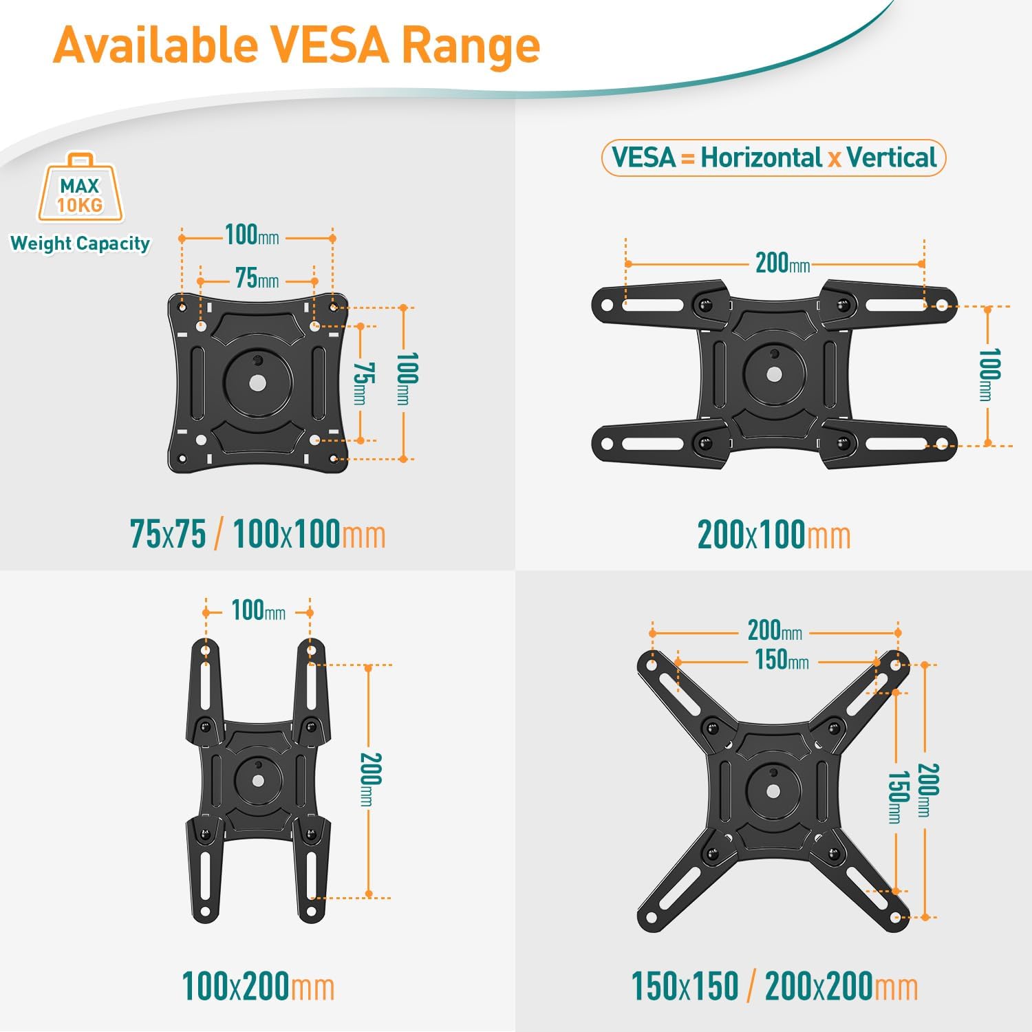 Thumbnail 4 de ELIVED EV3030 supporto TV pieghevole sotto mobile, girevole e ribaltabile per TV 14–42" fino a 10 kg