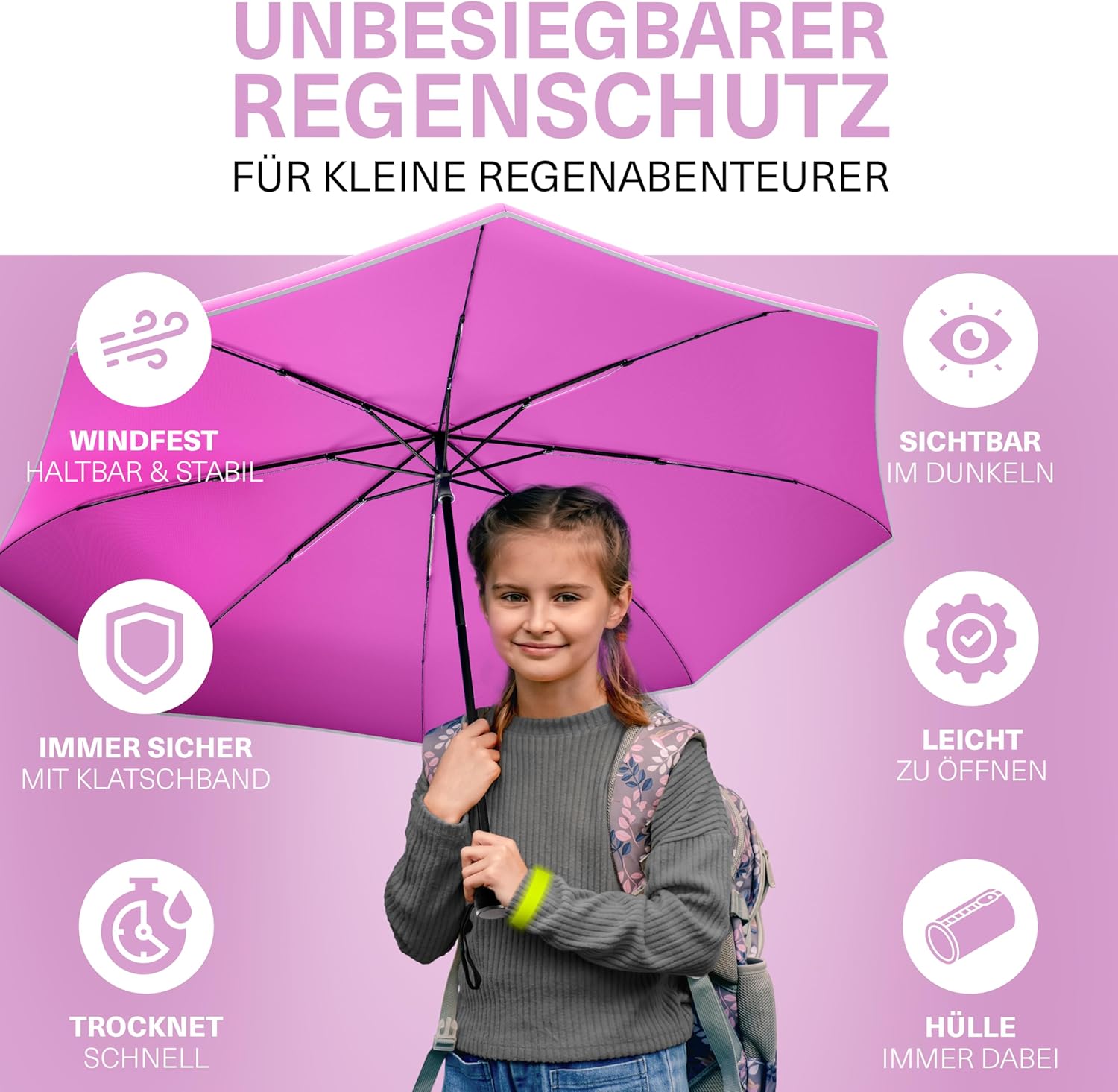 Thumbnail 5 de STYNGARD Regenschirm automatik Kinder mit Sicherheitsreflektoren – Rotterdam