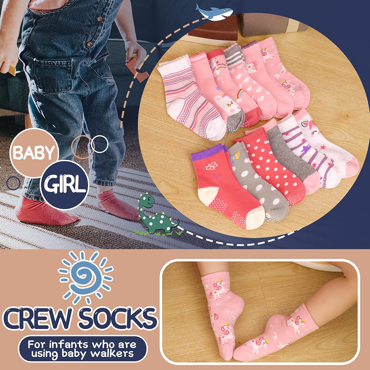Thumbnail 4 de ANTSANG Stoppersocken Kinder 12 Paar