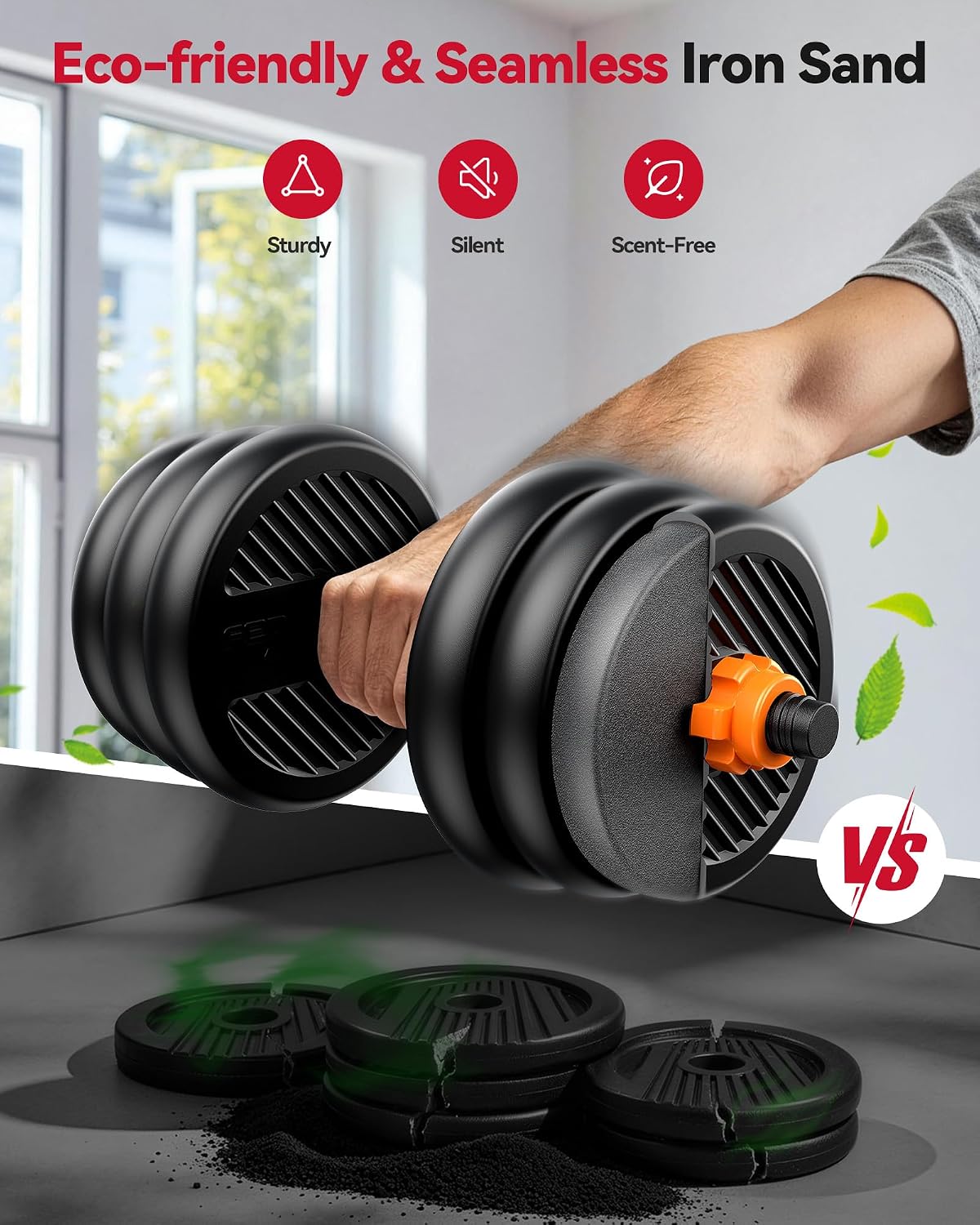 Detalle de FEIERDUN Adjustable Dumbbells 90lbs Set