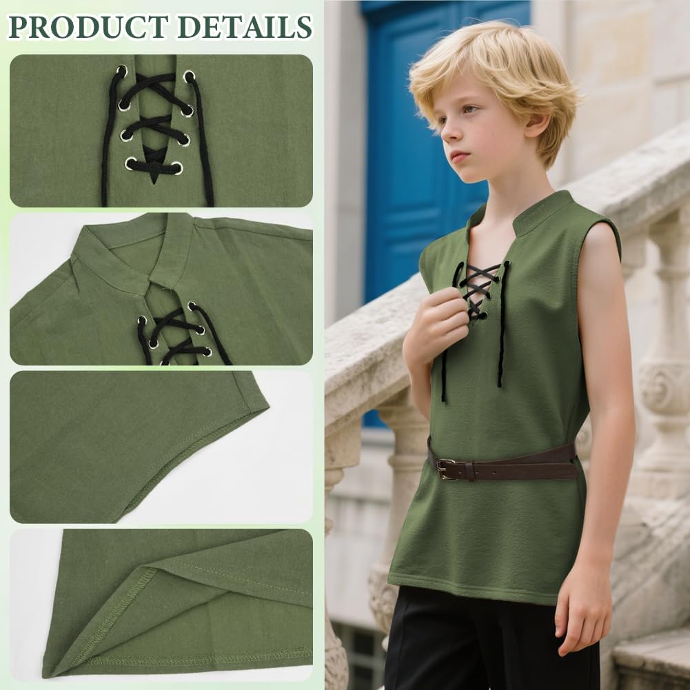 Thumbnail 2 de AYBUY Costume Medievale da Ragazzo per Bambini — Tunica e Gilet in Cotone
