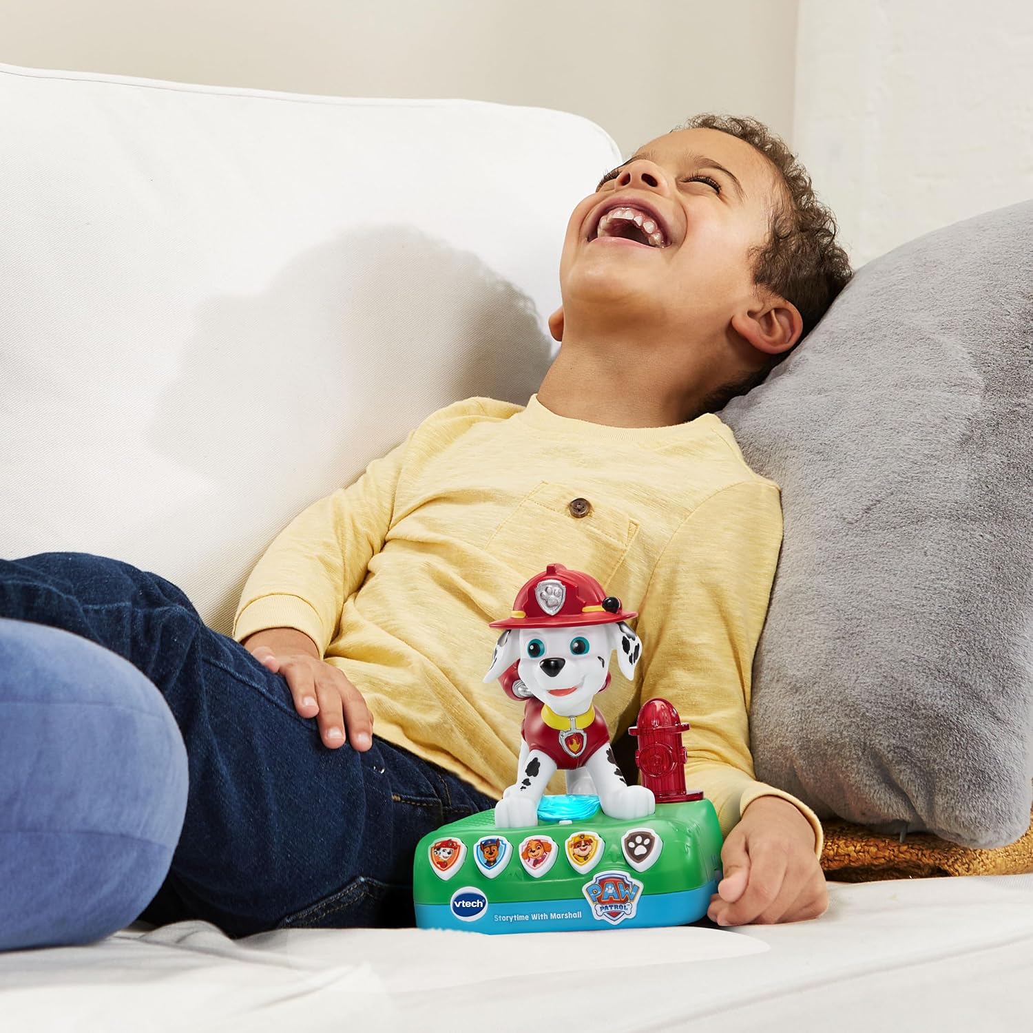 Detalle de VTech PAW Patrol Interaktiver Geschichten-Freund Marshall (für Kinder von 3–6 Jahren) – mit Figurenfunktion und interaktiven Rettungsmissionen