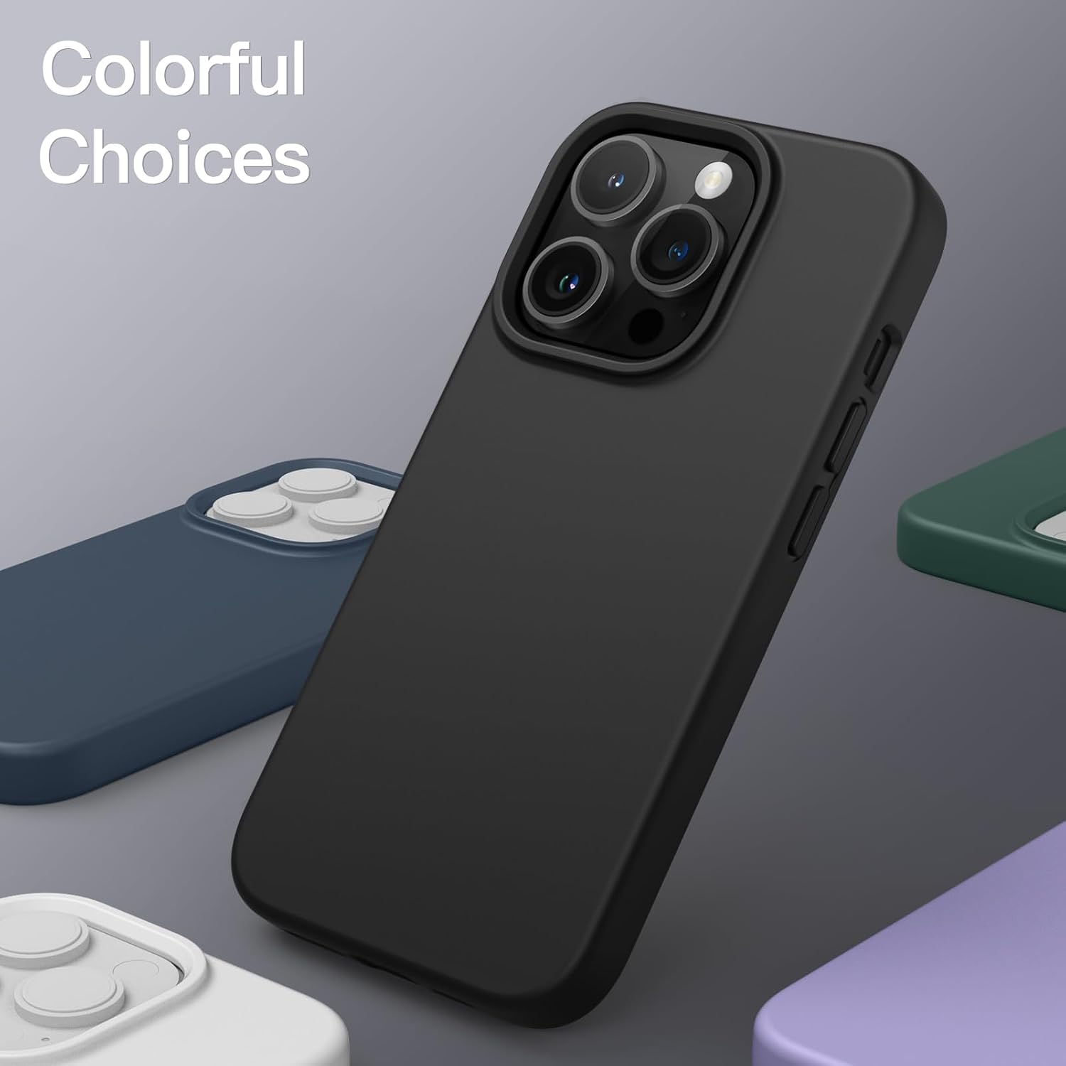 Detalle 2 de JETech siliconen beschermhoes voor iPhone 14 Pro 6,1 inch, zwart met microvezelvoering