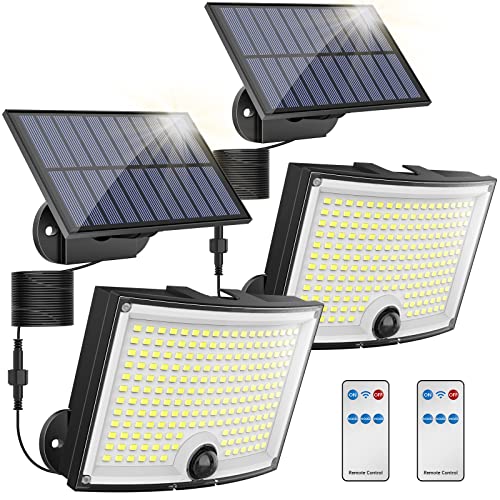 Detalle de KagoLing Lampe Solaire Extérieure – 202 LED, Détecteur Mouvement, Télécommande, panneau séparé 5m