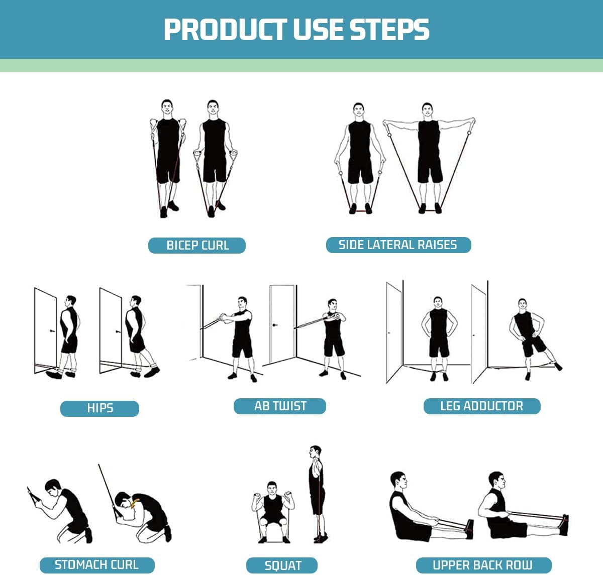 Thumbnail 4 de VEICK Resistance Bands with Handles – Multi‑level Home Workout Set