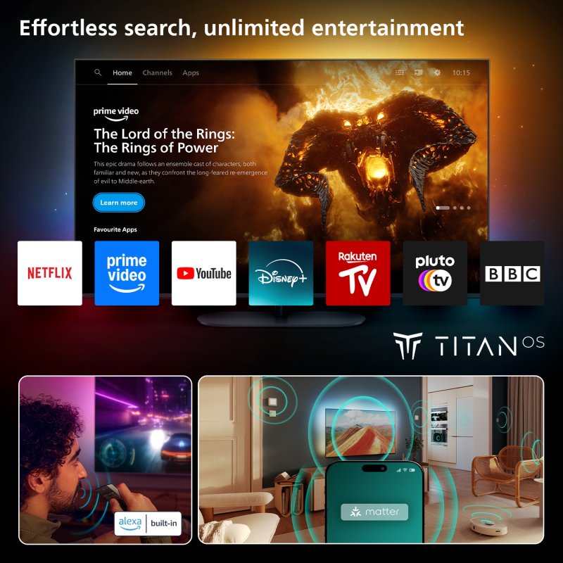 Detalle de Philips 85MLED910/12: TV Mini-LED Quantum Dot Ambilight 85" 4K con Dolby Vision y HDMI 2.1