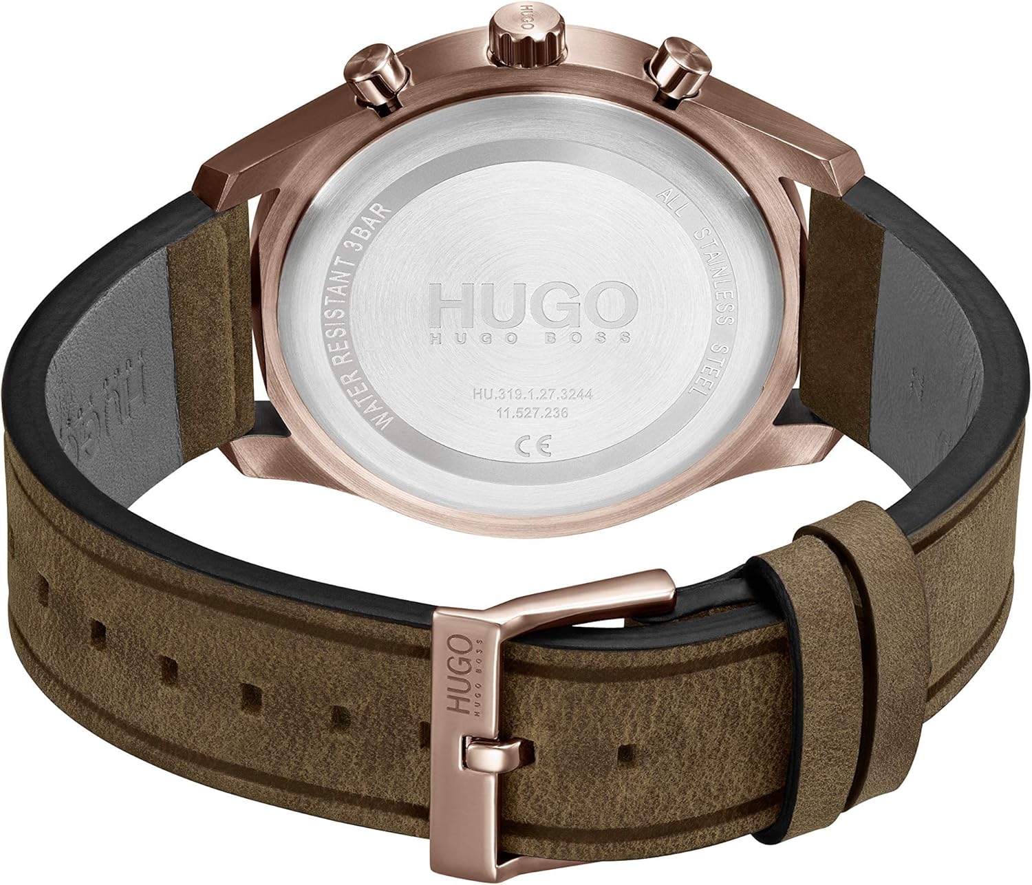 Thumbnail 3 de HUGO Multi Zifferblatt Quarz Uhr für Herren – Kollektion Chase, braunes Lederarmband