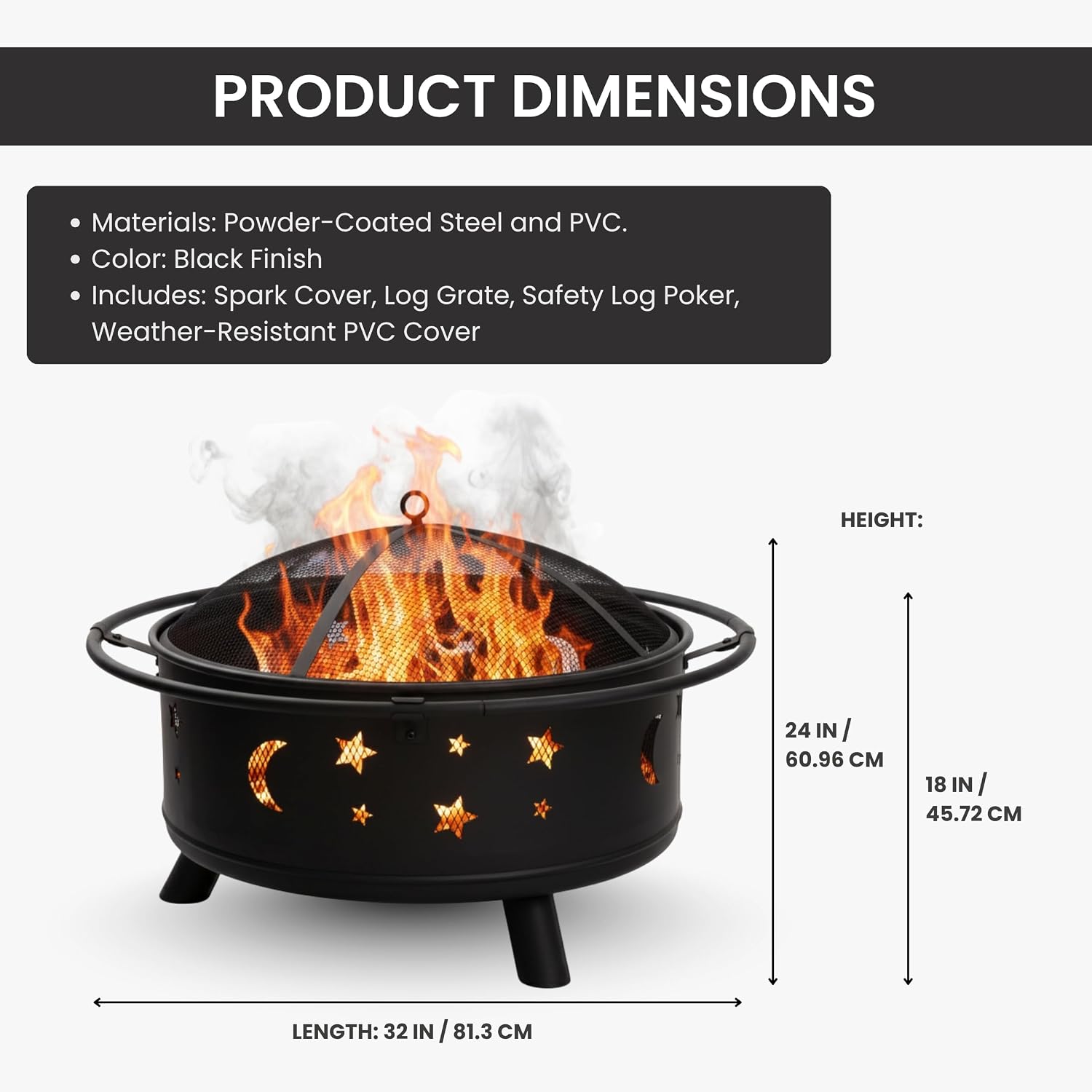 Thumbnail 6 de Pure Garden Outdoor Fire Pit, 32-Inch