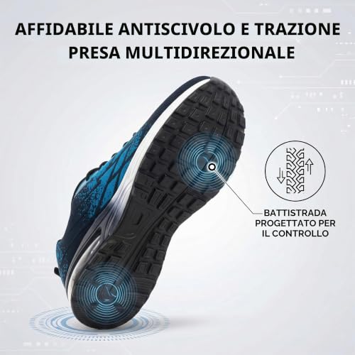 Detalle de Hitmars Scarpa Running Uomo - Sneakers sportive leggera, traspirante e ammortizzata (Blu, 42)