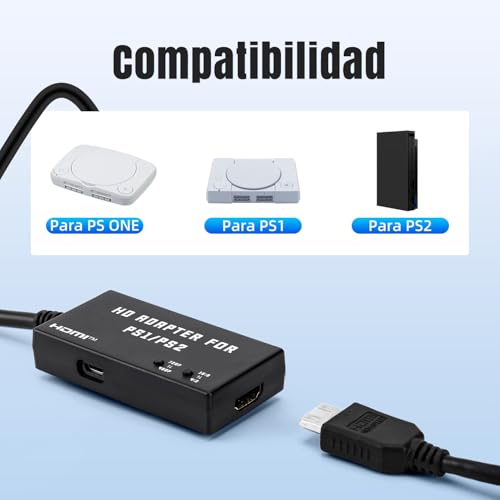 Detalle de McBazel Adaptador PS1/PS2 a HDMI: Convertidor HDMI para PS1/PS2 con 4:3/16:9 y 480p/720p