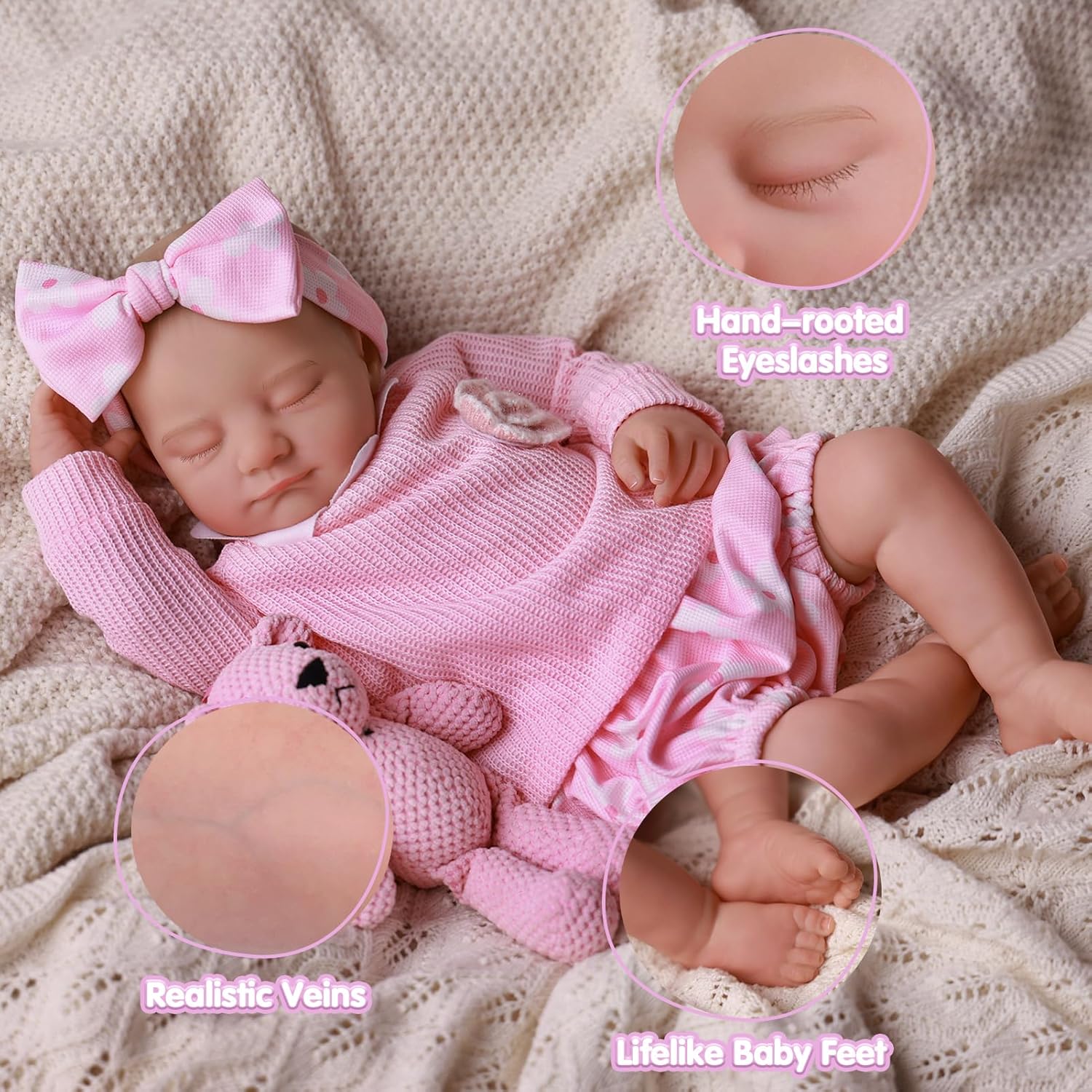 Thumbnail 1 de JIZHI Bambole Reborn Femmina da 20 Pollici con corpo morbido, vestito e accessori